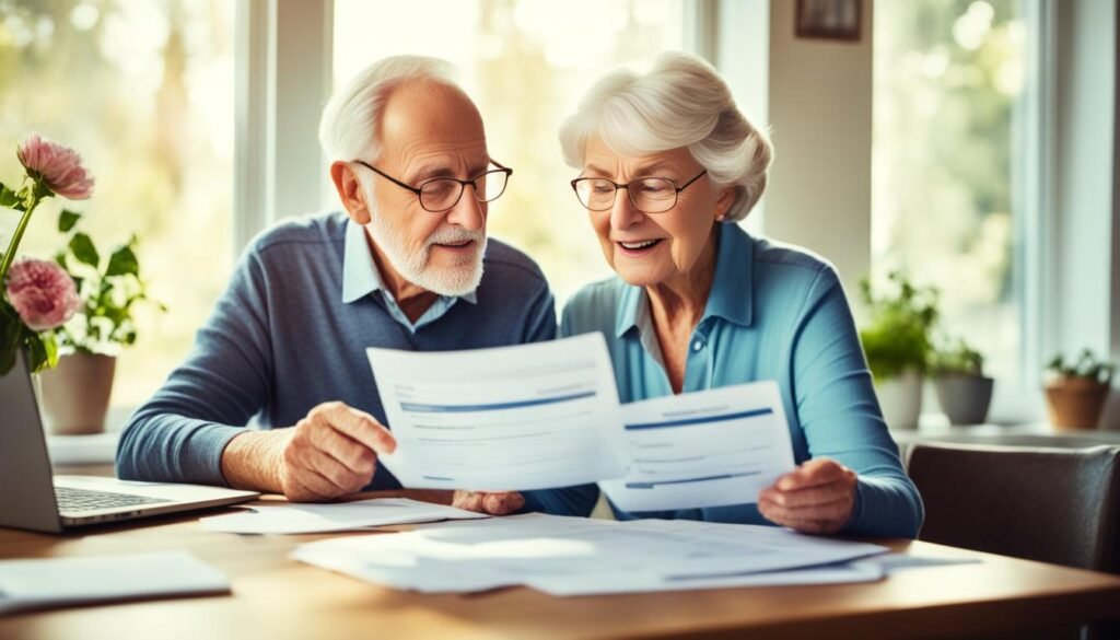 Senior Couple Looking at Car Insurance Quotes